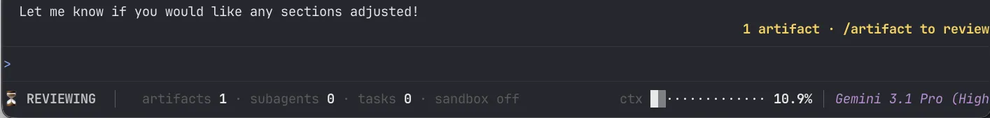 Artifact review required status line