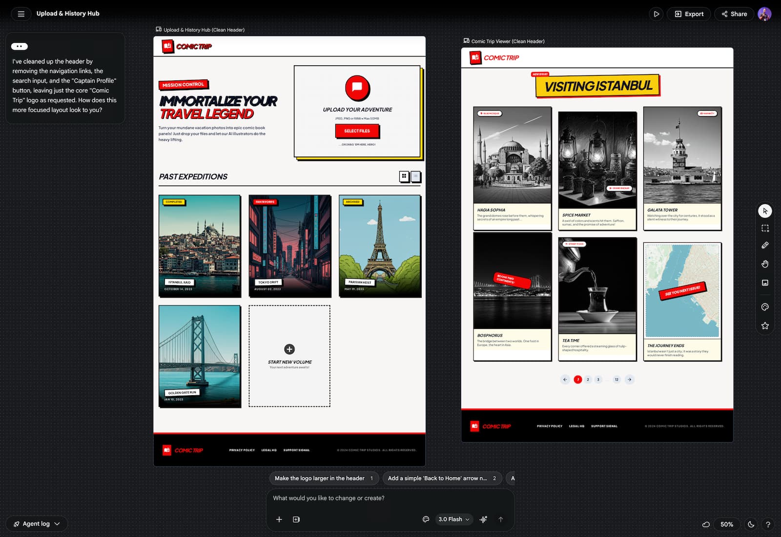 Screenshot of the Stich user interface where the frontend was designed