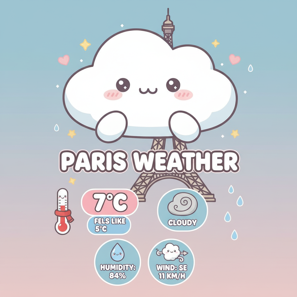 Infographic of current weather in Paris